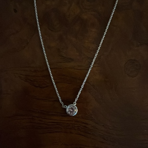 Crislu sterling silver with pink cz bezel set necklace. - Picture 5 of 8